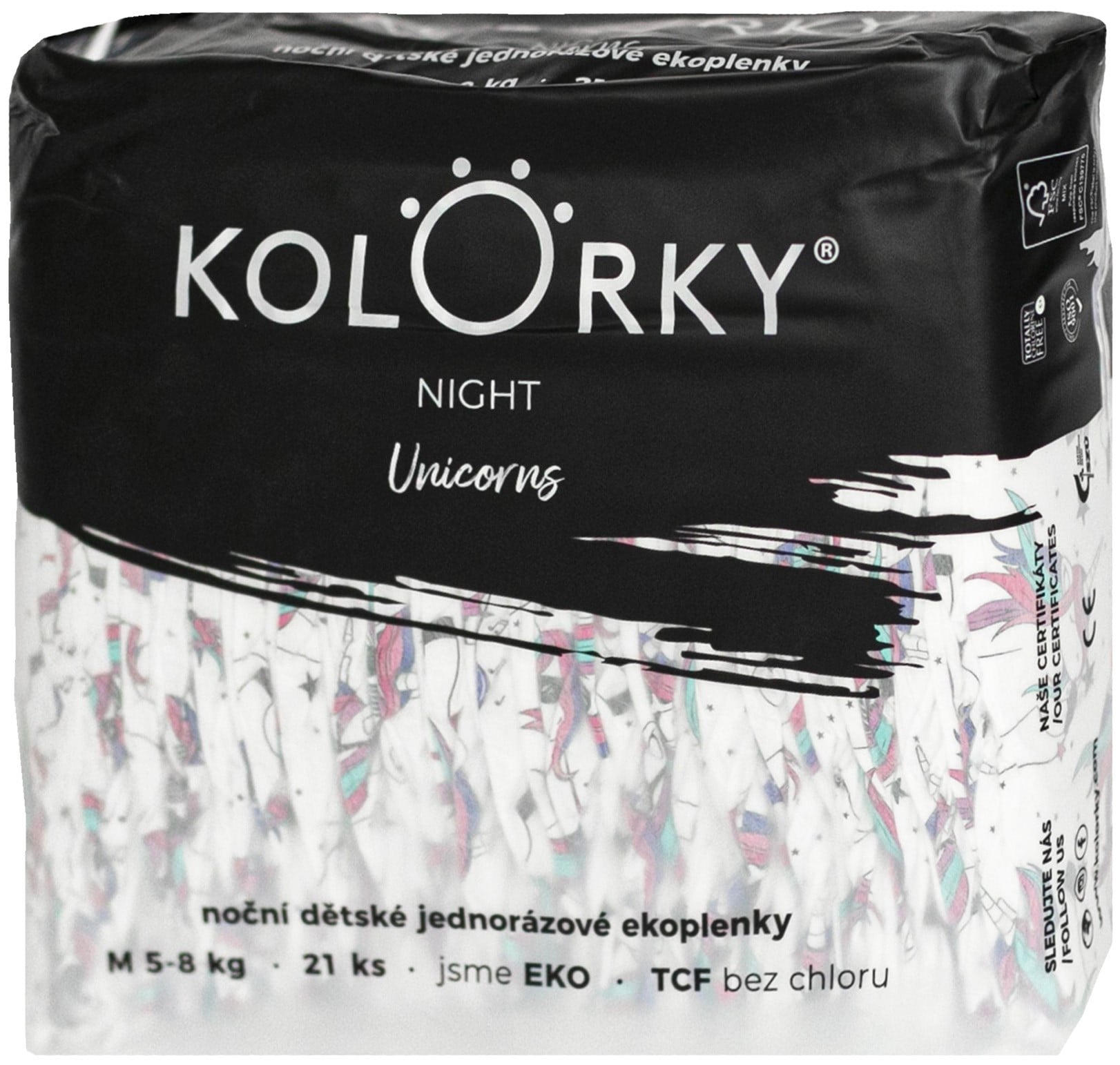 Kolorky EKO Noční jednorázové plenky night M (5–8 kg) 21 ks
