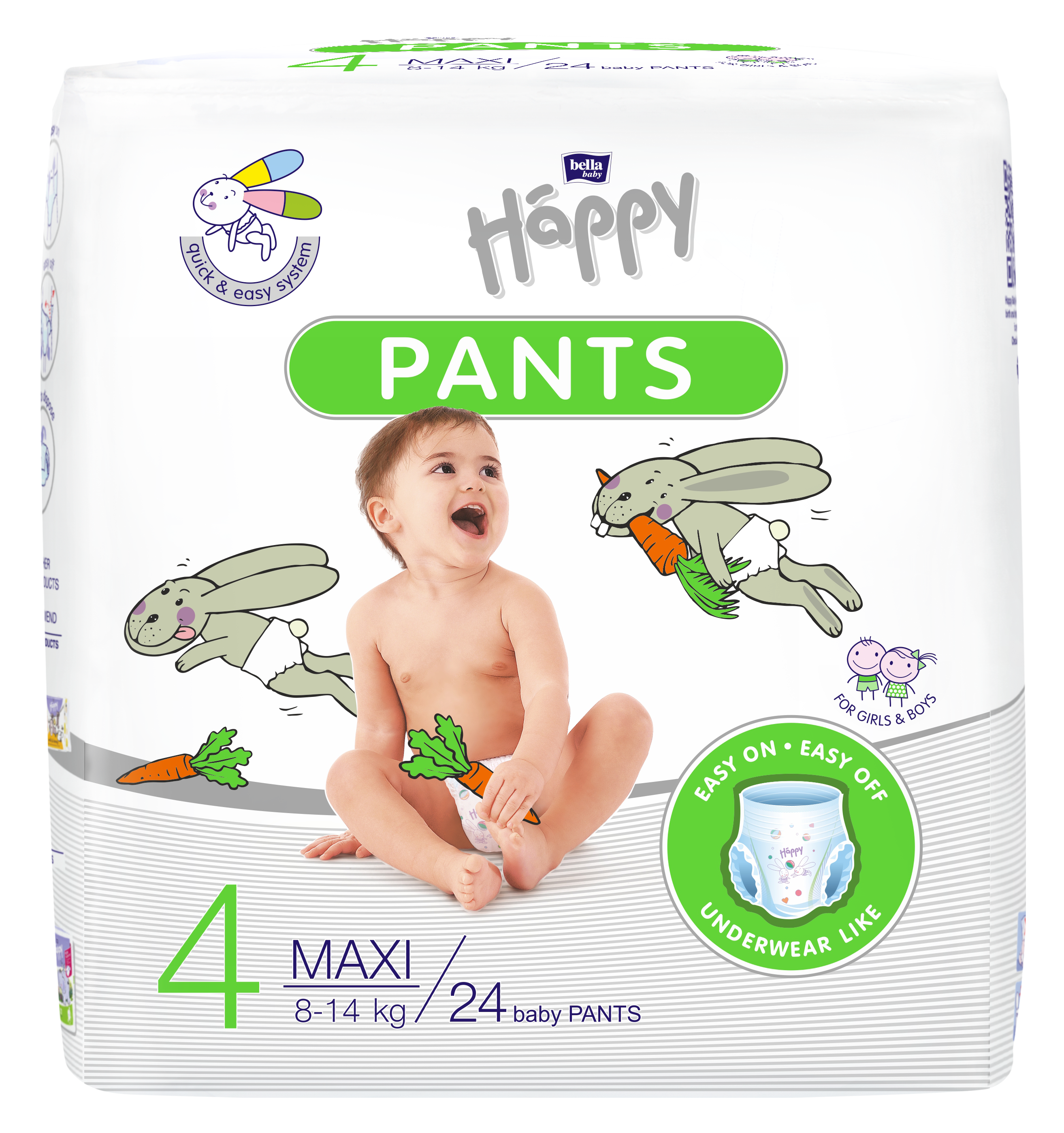 Bella Baby Happy Jednorázové plenkové kalhotky maxi 8–14 kg (velikost 4)