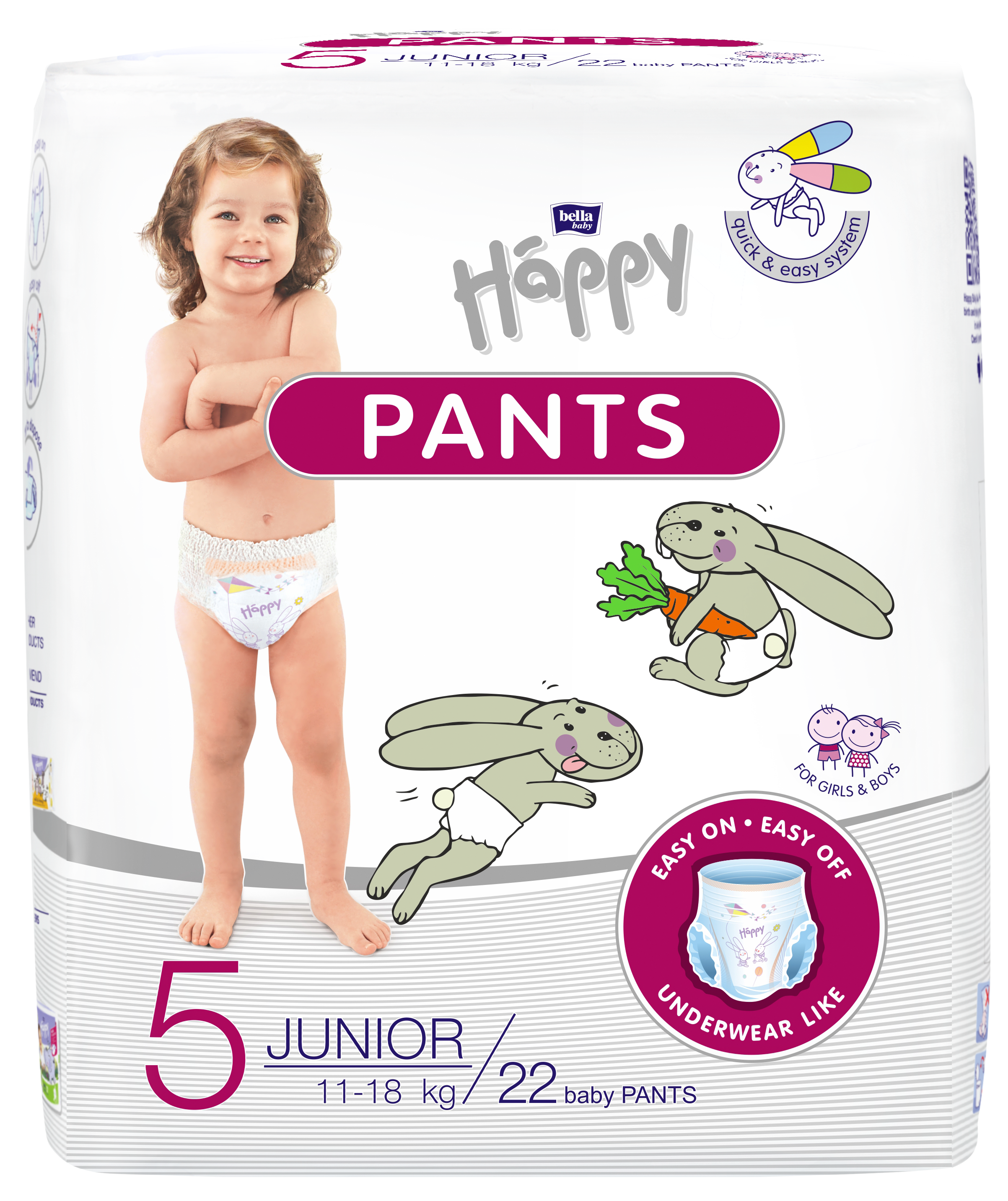Bella Baby Happy Jednorázové plenkové kalhotky junior 11–18 kg (velikost 5)