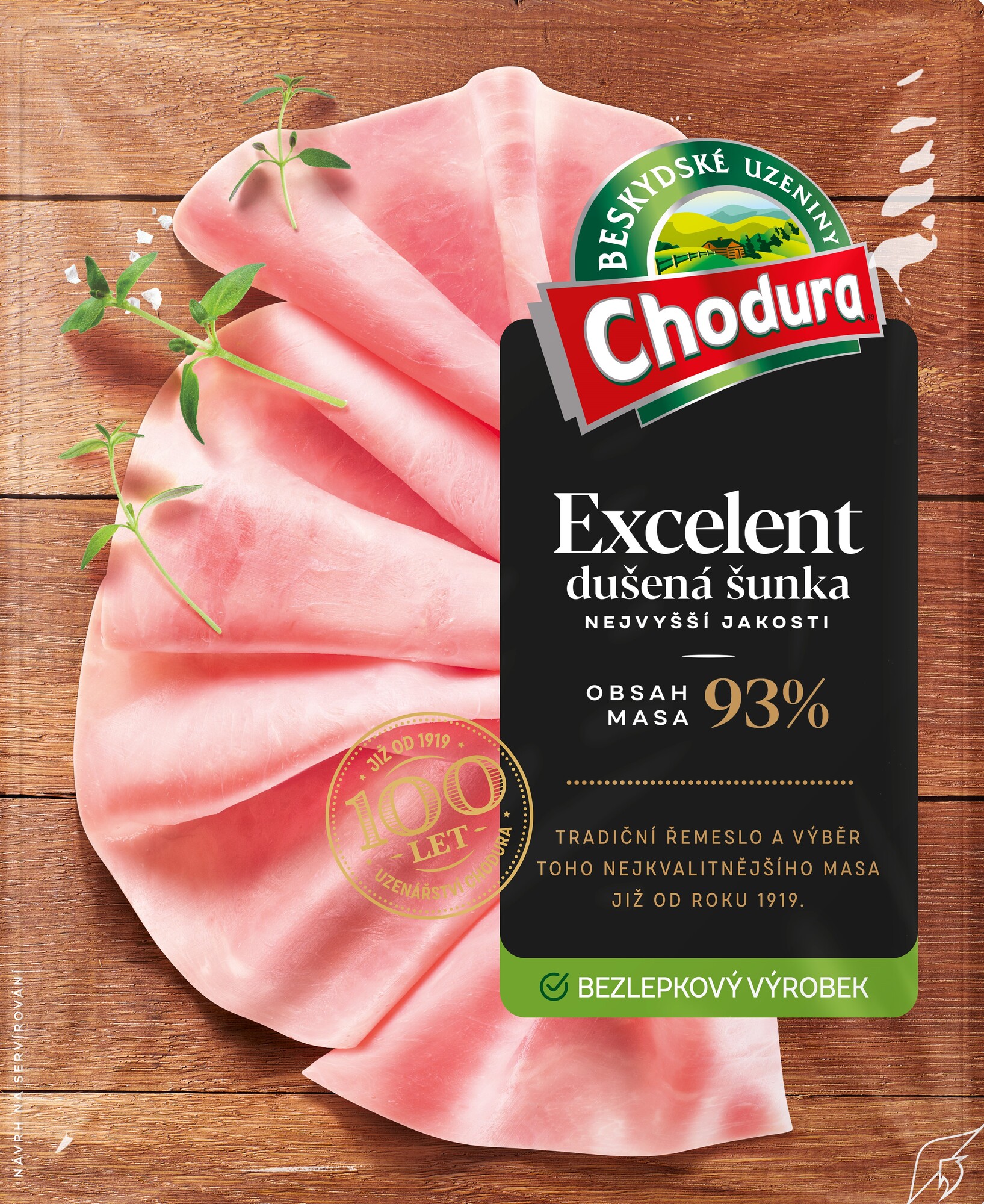 Chodura Excelent Dušená šunka s obsahem masa 93 %