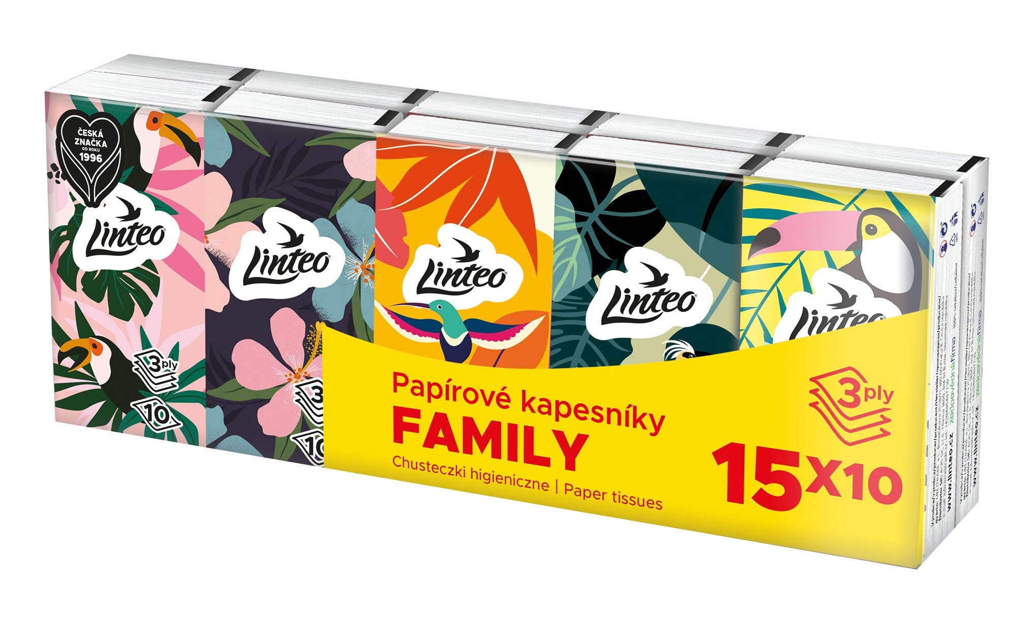 Linteo Papírové kapesníčky 3vrstvé, 10×15 ks