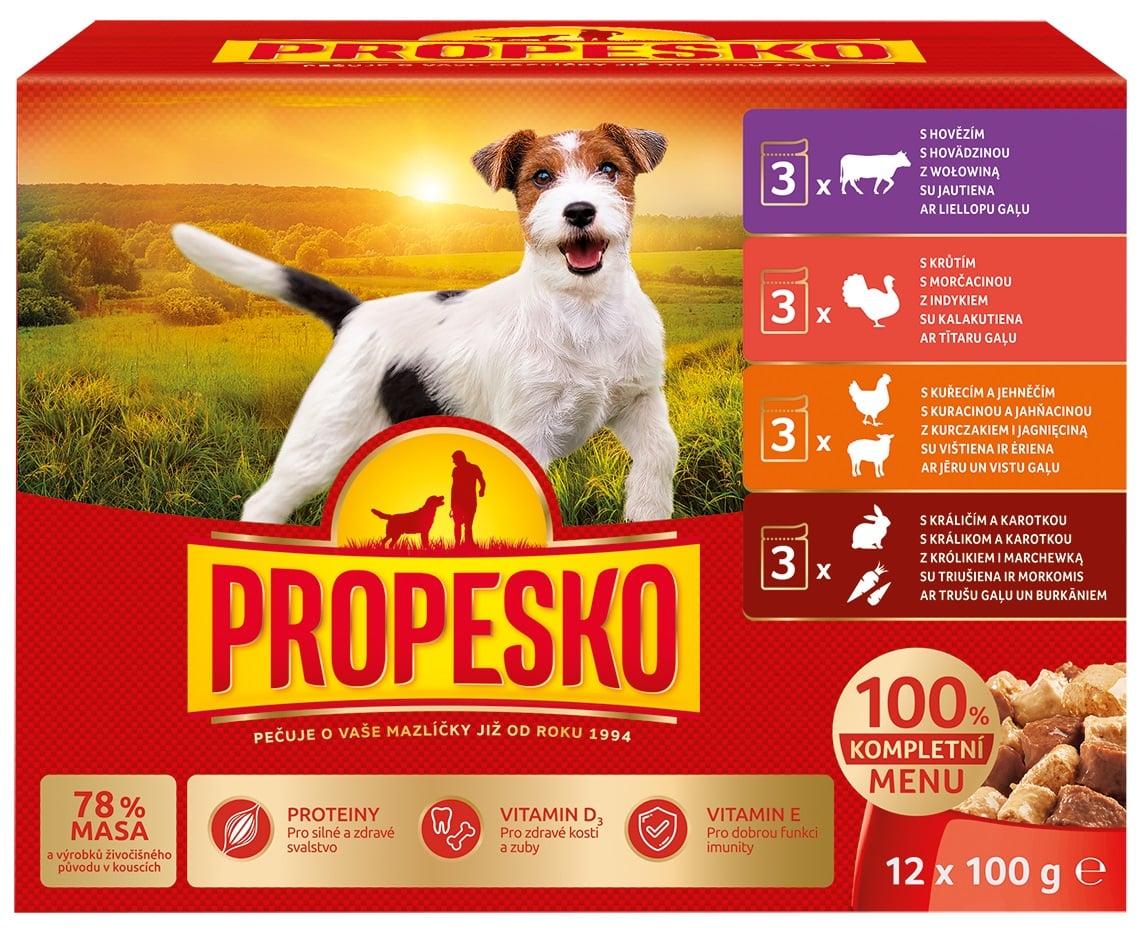 Propesko Kapsičky pro psy 12×100 g (4 druhy)
