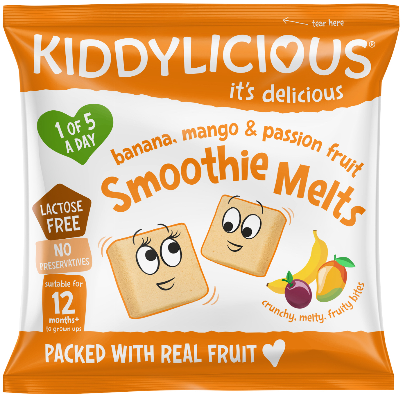 Kiddylicious Ovocné polštářky z banánu, manga a marakuji