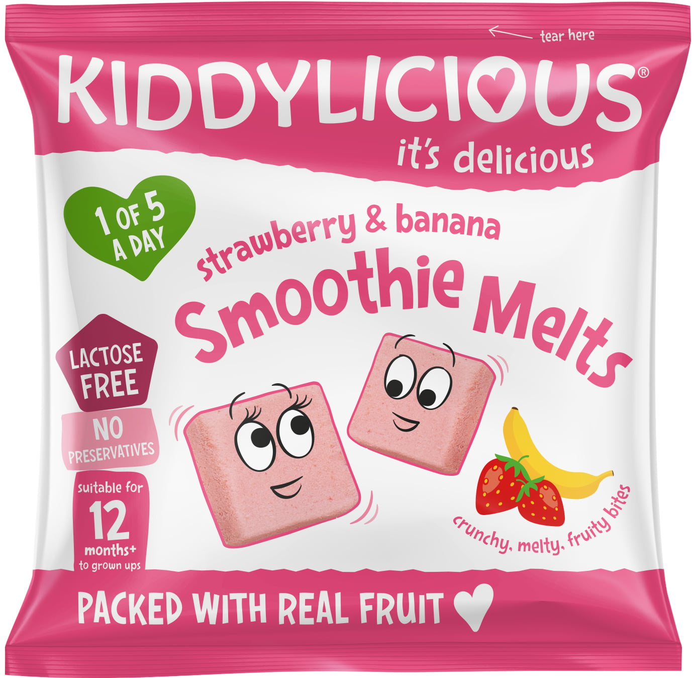 Kiddylicious Ovocné polštářky jahody a banán