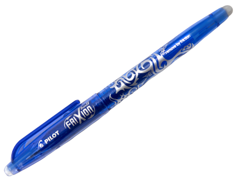 Pilot FriXion Ball F, modrý gelový gumovací roller, šířka stopy 0,25 mm, šířka hrotu 0,5 mm