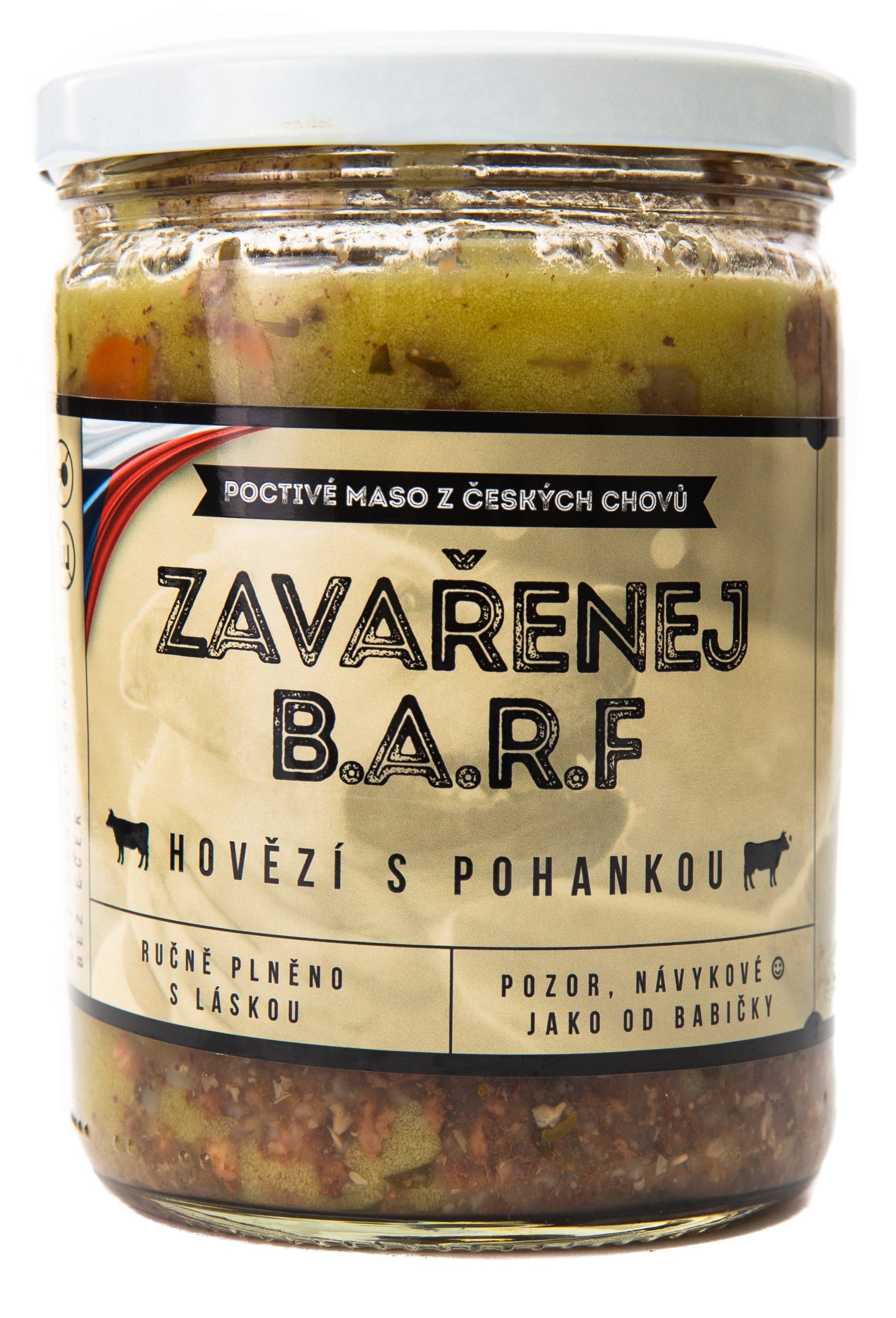 Do psí misky Zavařenej BARF hovězí s pohankou