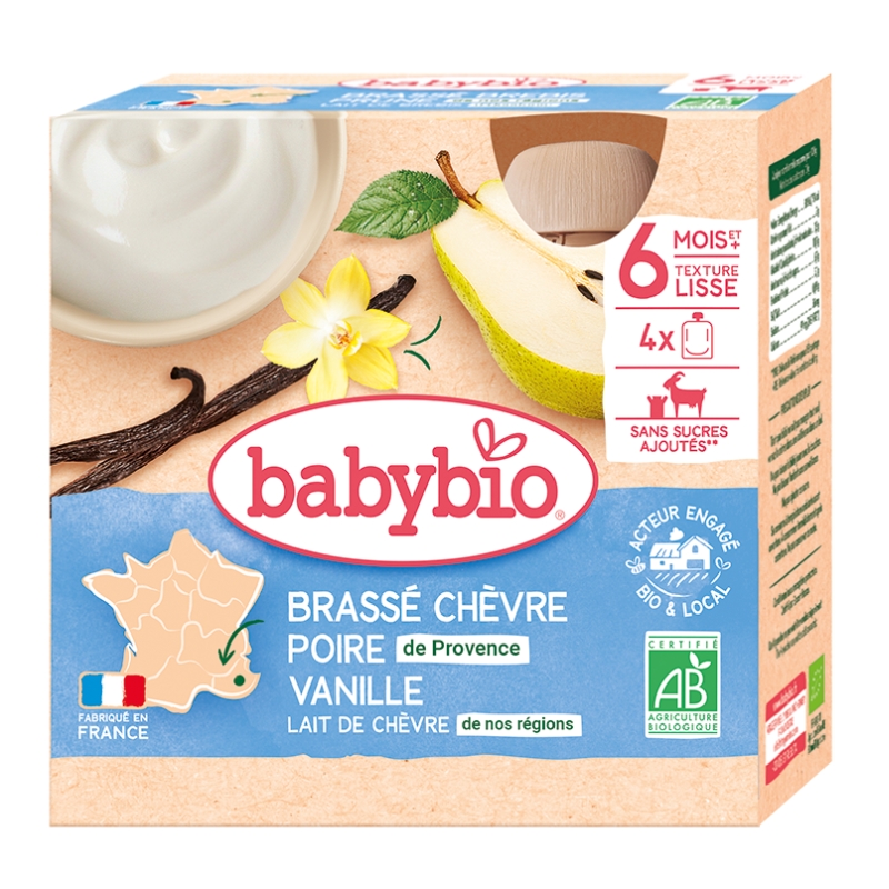Babybio BIO Svačinka z kozího mléka s hruškou a vanilkou (4×85g)