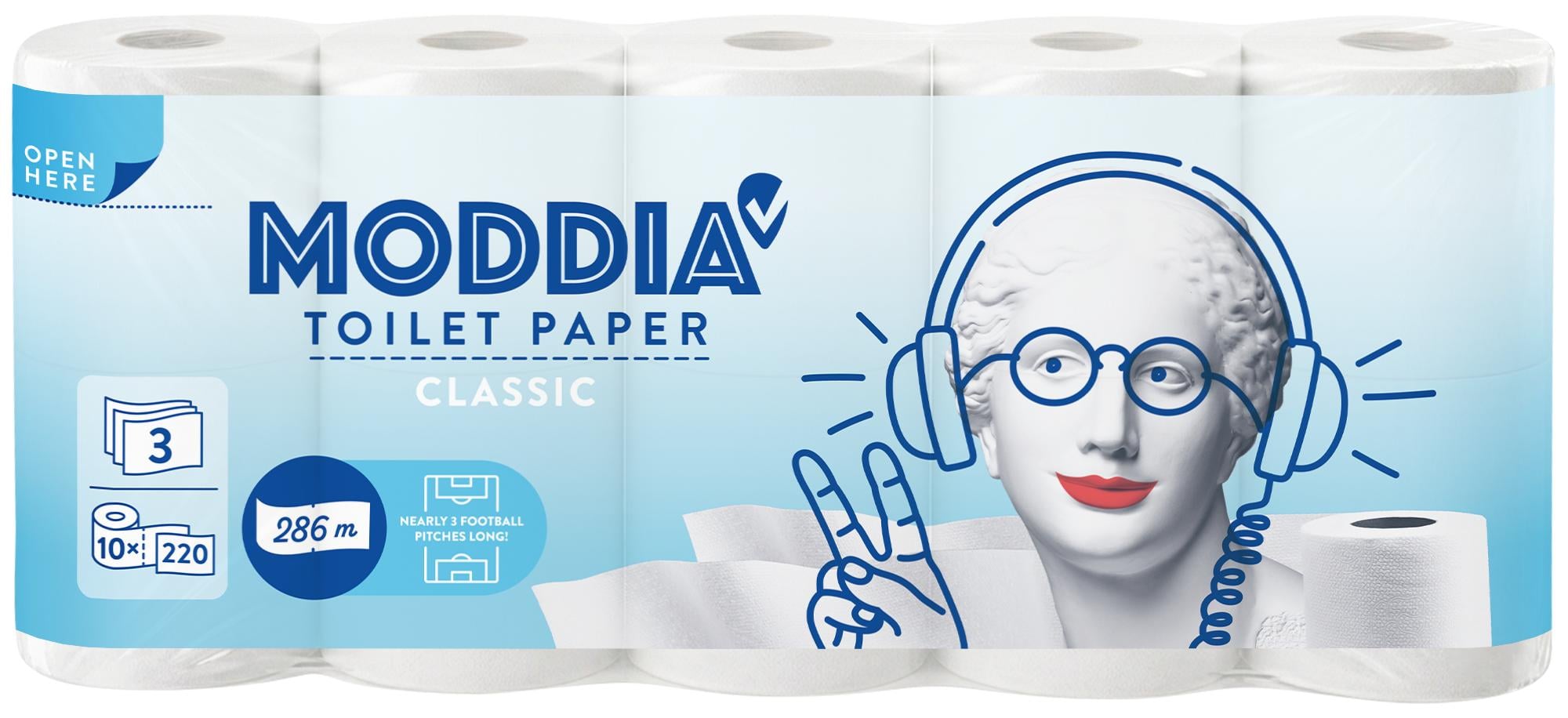 Moddia Toaletní papír 3vrstvý, 10 ks