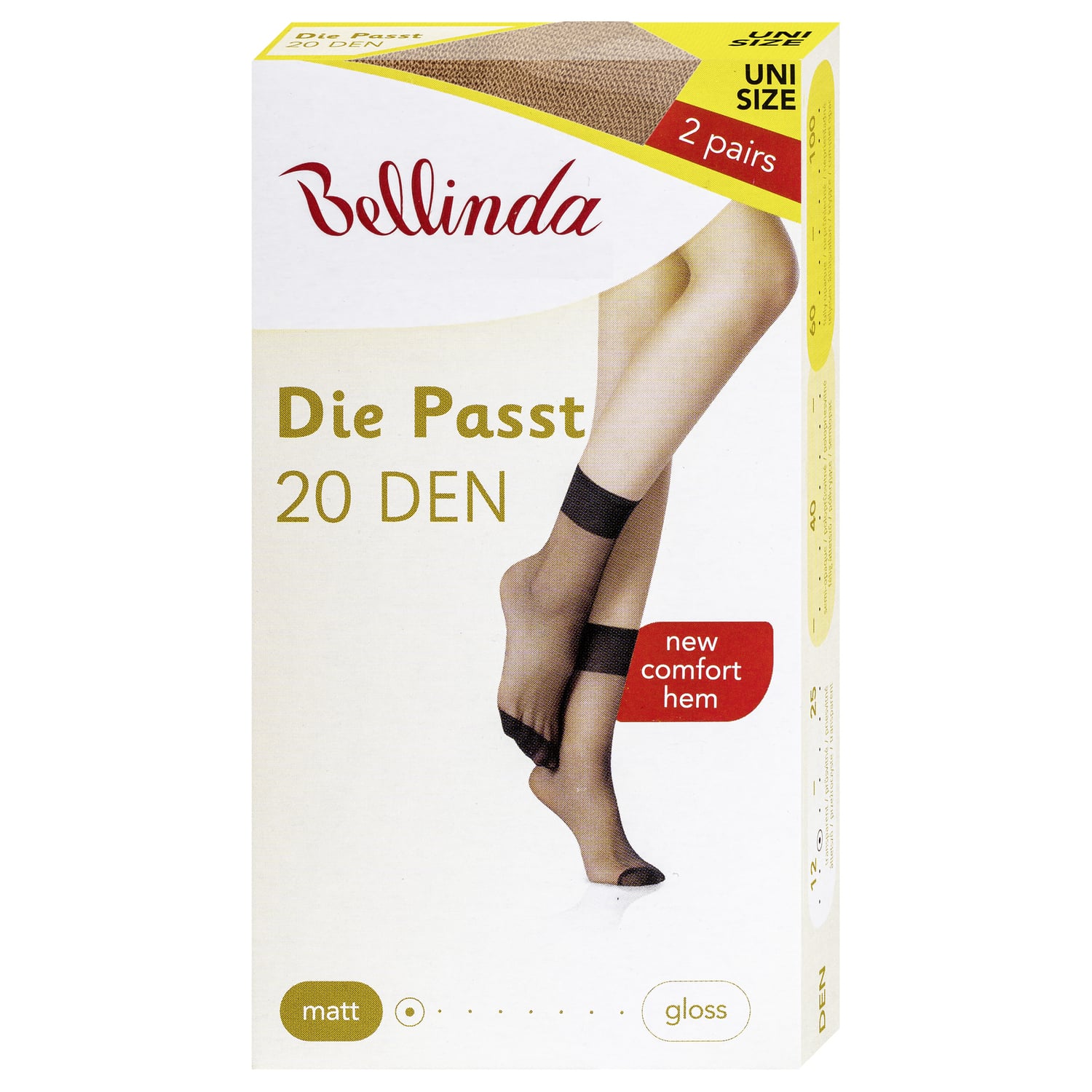 Bellinda Silonkové ponožky DIE PASST, tělové, vel. UNI, 2 ks