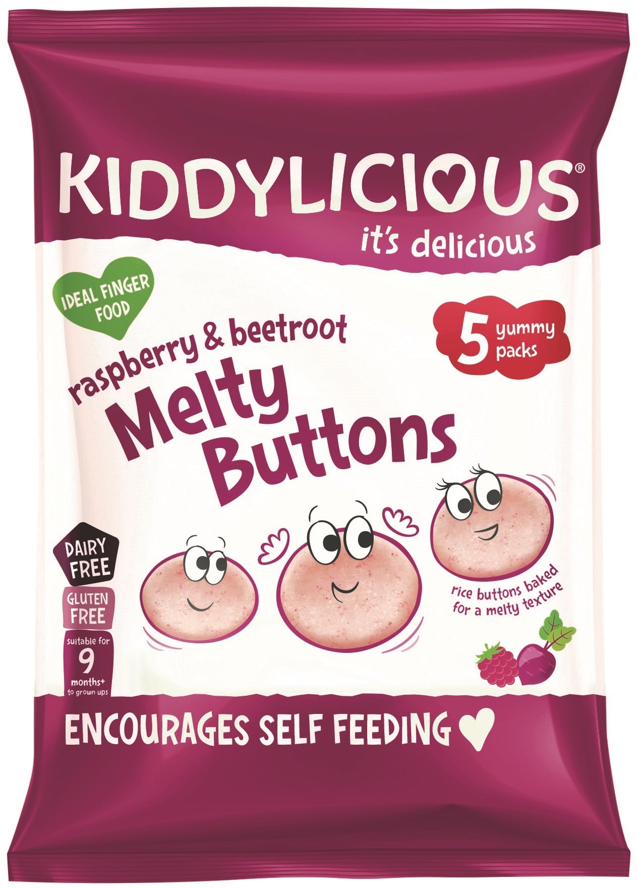 Kiddylicious Ovocno-zeleninové knoflíčky malina s řepou