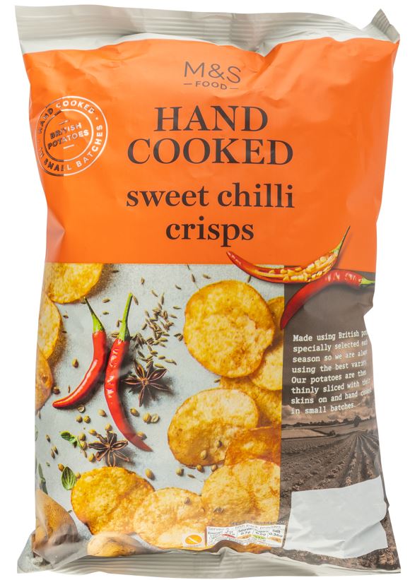 Marks & Spencer Smažené bramborové lupínky s příchutí sladkého chilli