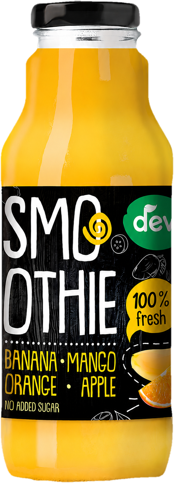 Deva Smoothie banán, mango, pomeranč, jablko sklo