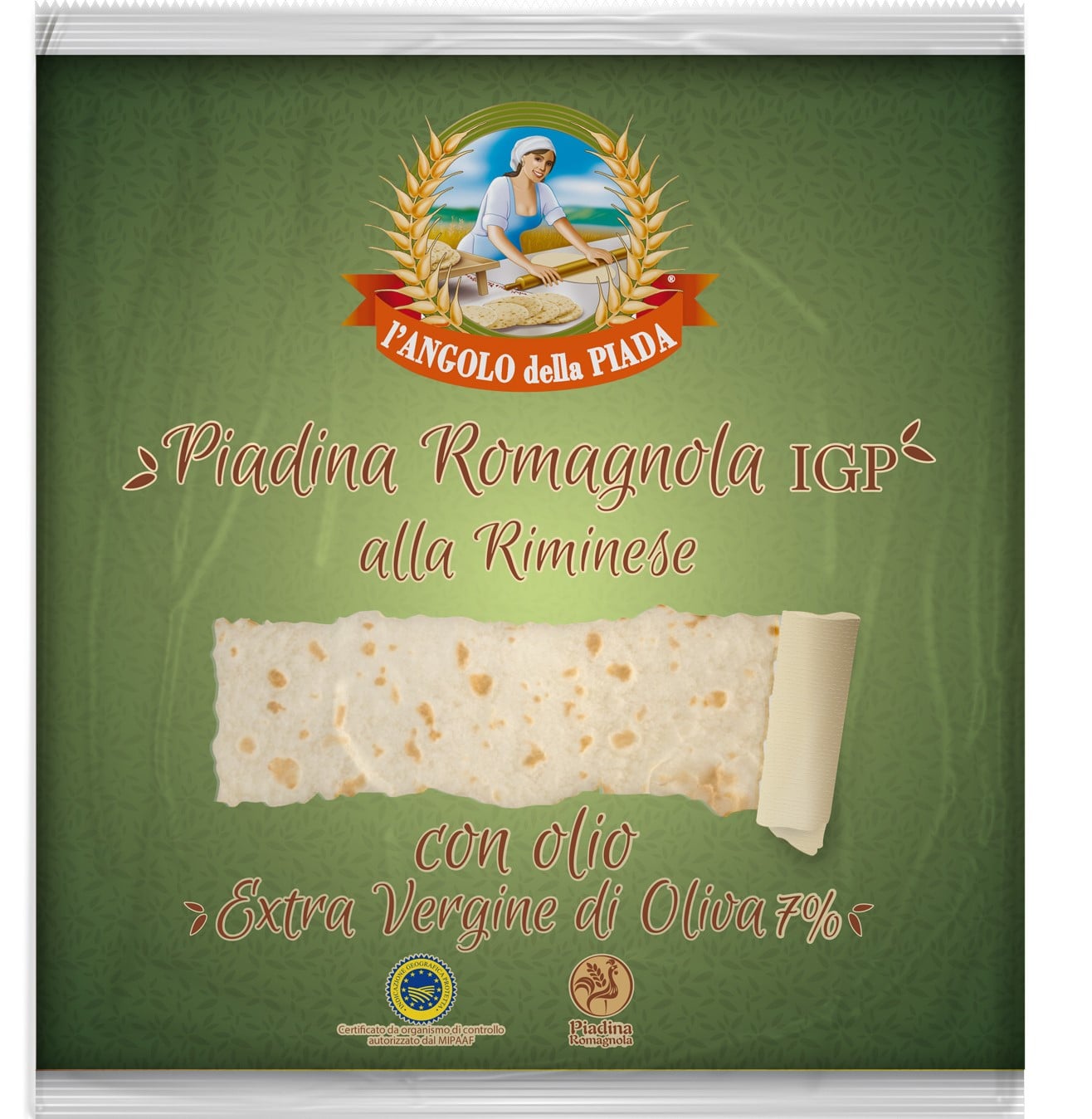 Angolo della Piada Piadina Romagnola IGP alla Riminese placky s olivovým olejem