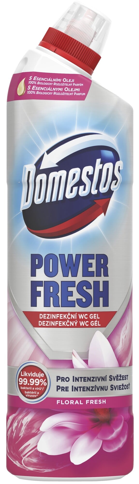 Domestos Power Fresh Floral Tekutý dezinfekční a čistící přípravek na toalety