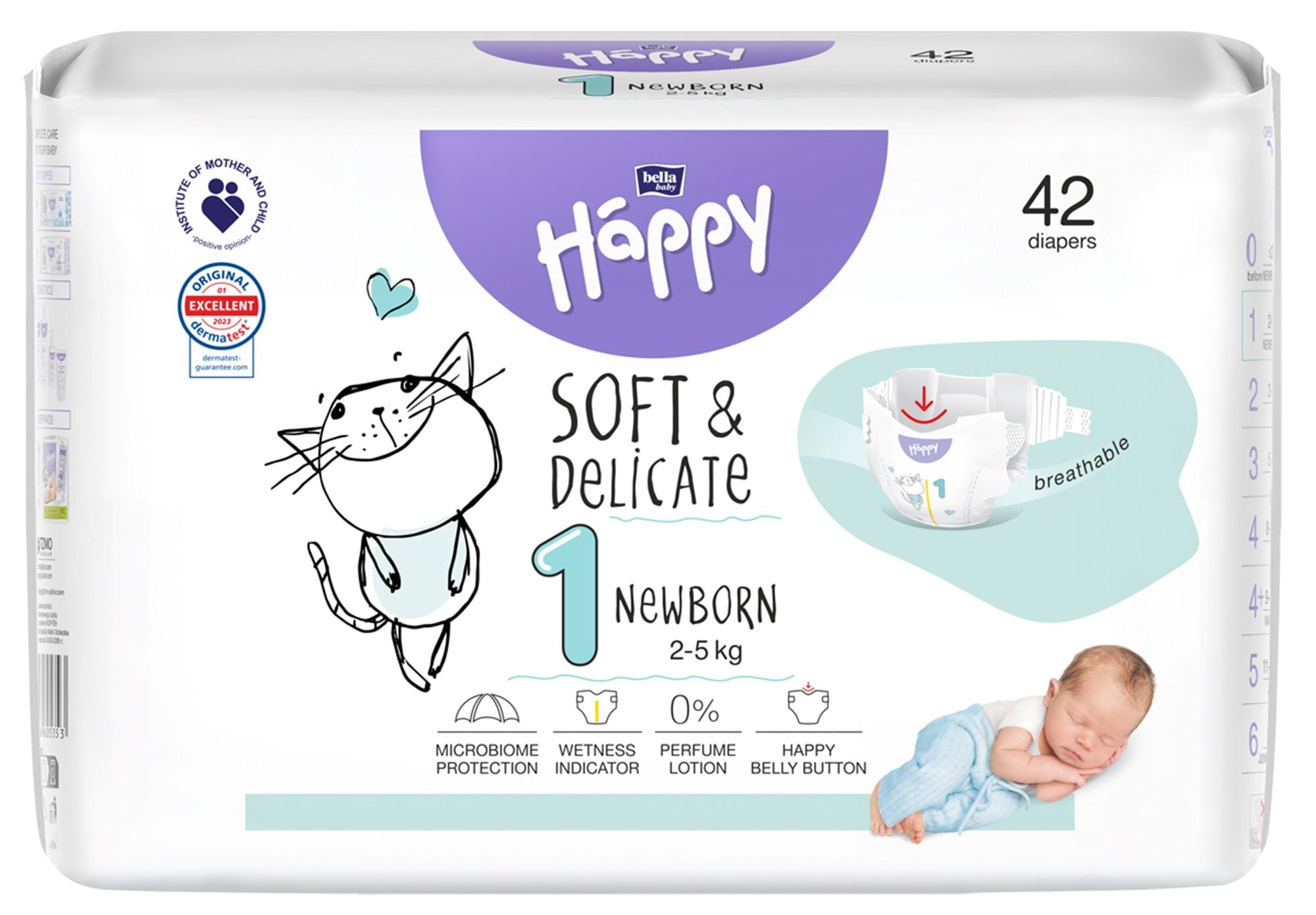 Bella Baby Happy Soft & Delicate jednorázové dětské plenky mini 2–5 kg (velikost 1)