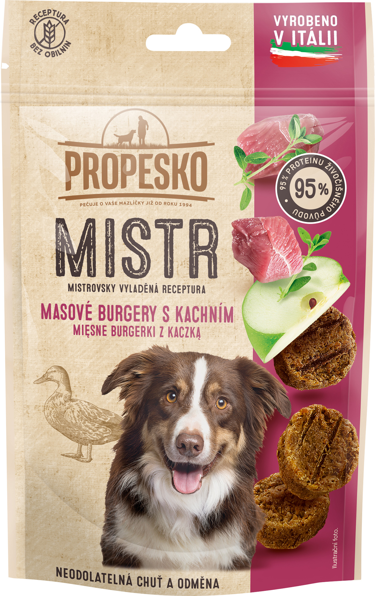Propesko Mistr Masové burgery s kachním pro psy
