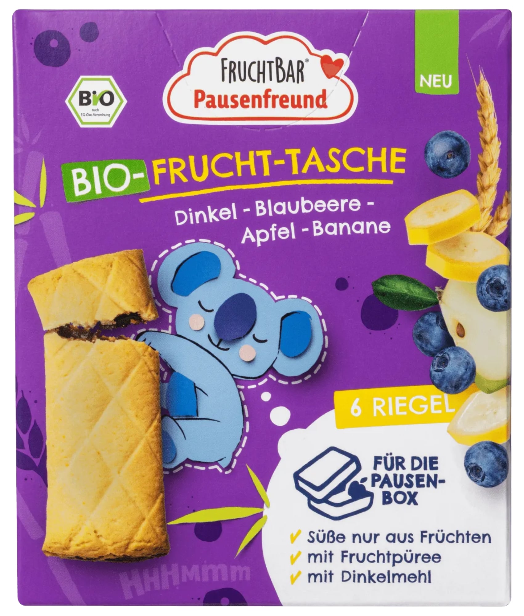Fruchtbar BIO Špaldové taštičky jablko, borůvky a banán