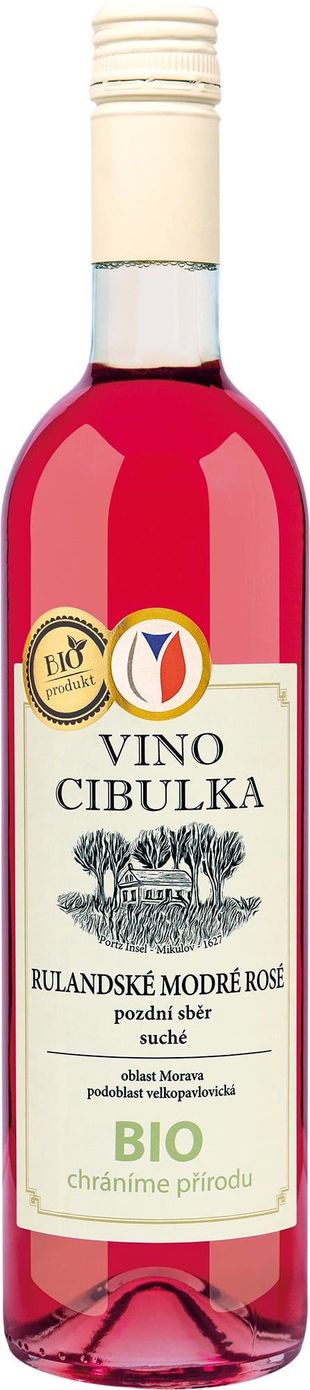Vino Cibulka BIO Rulandské modré rosé 2022 pozdní sběr