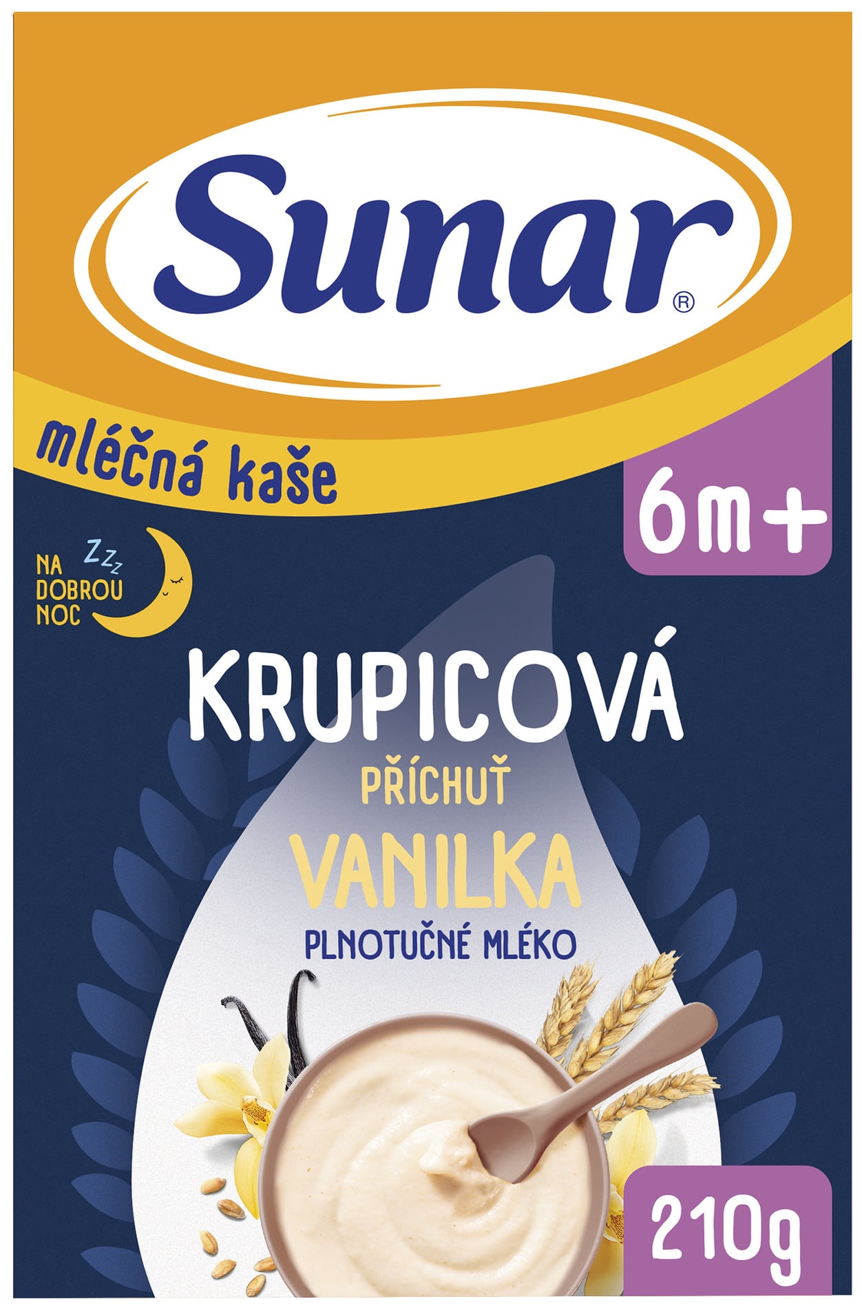 Sunar Mléčná krupicová kaše na dobrou noc vanilková