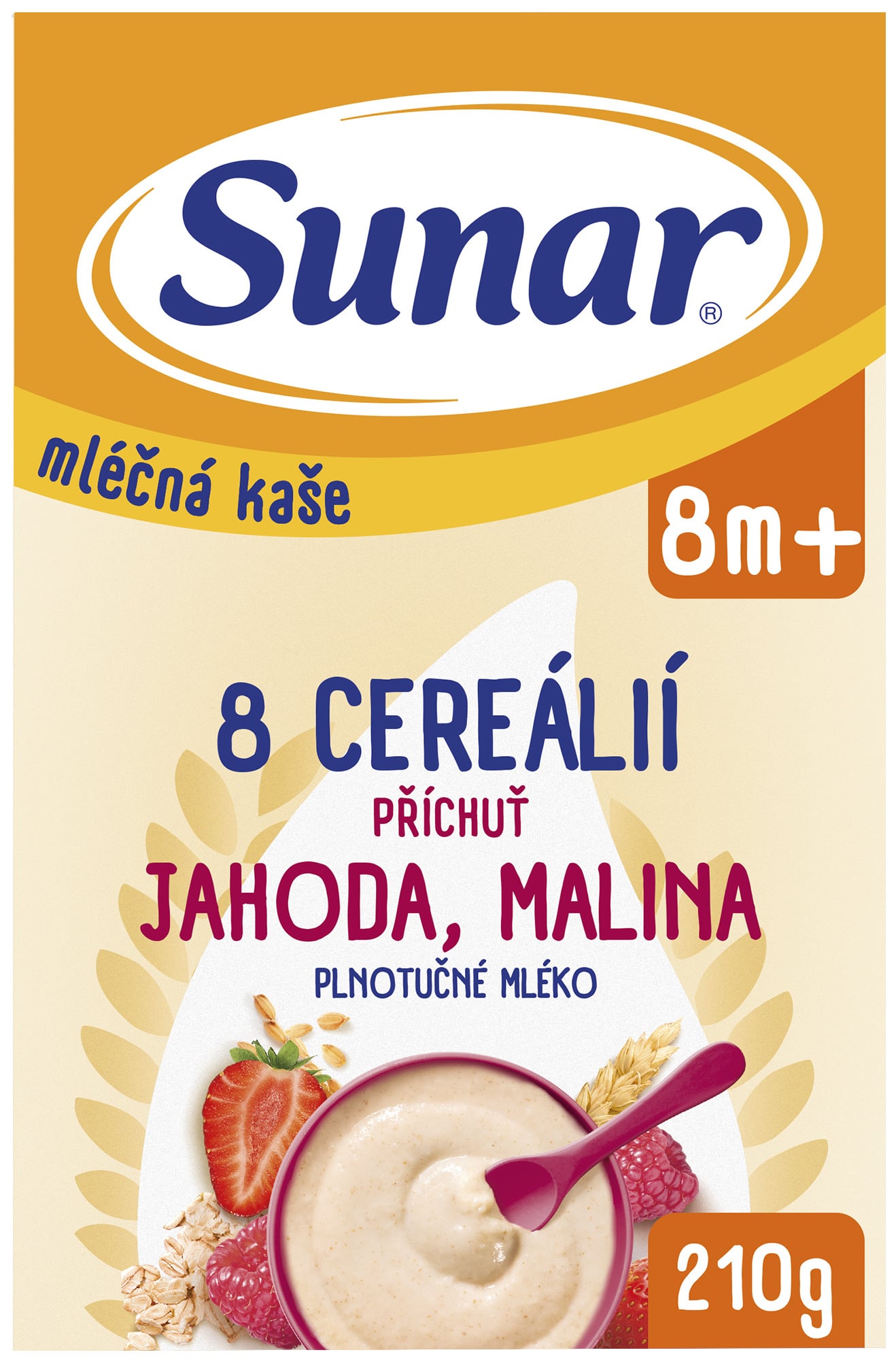 Sunar Mléčná kaše s 8 cereáliemi jahoda, malina