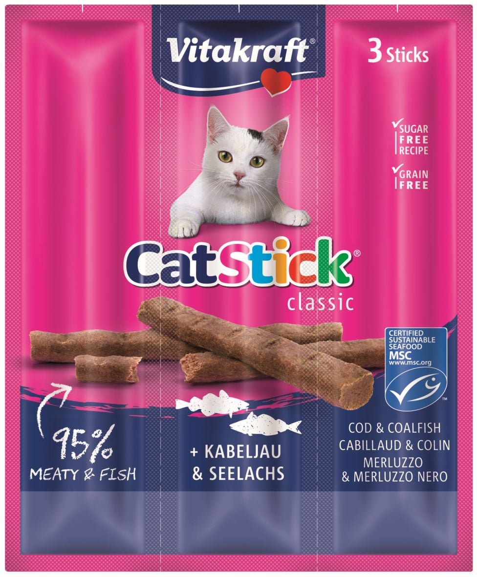 Vitakraft CatStick Mini Tyčinka s treskou pamlsek pro kočky