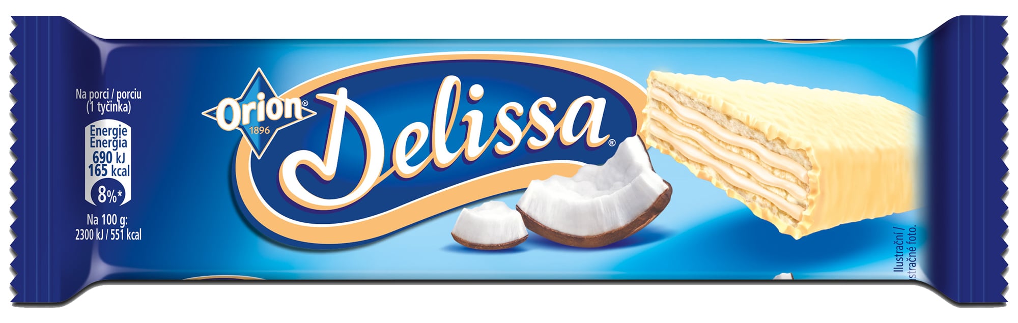 Delissa Oplatka s kokosovou náplní máčená v bílé polevě