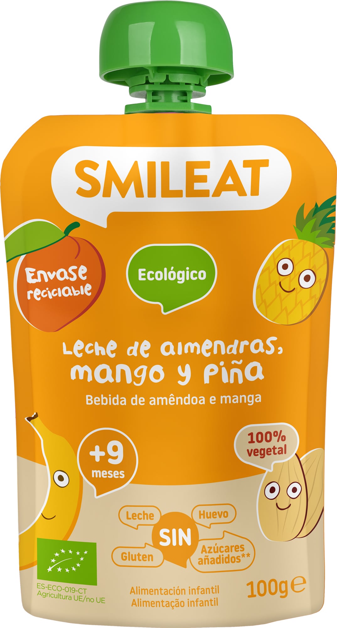 Smileat BIO Kapsička mandlové mléko, mango, ananas a banán