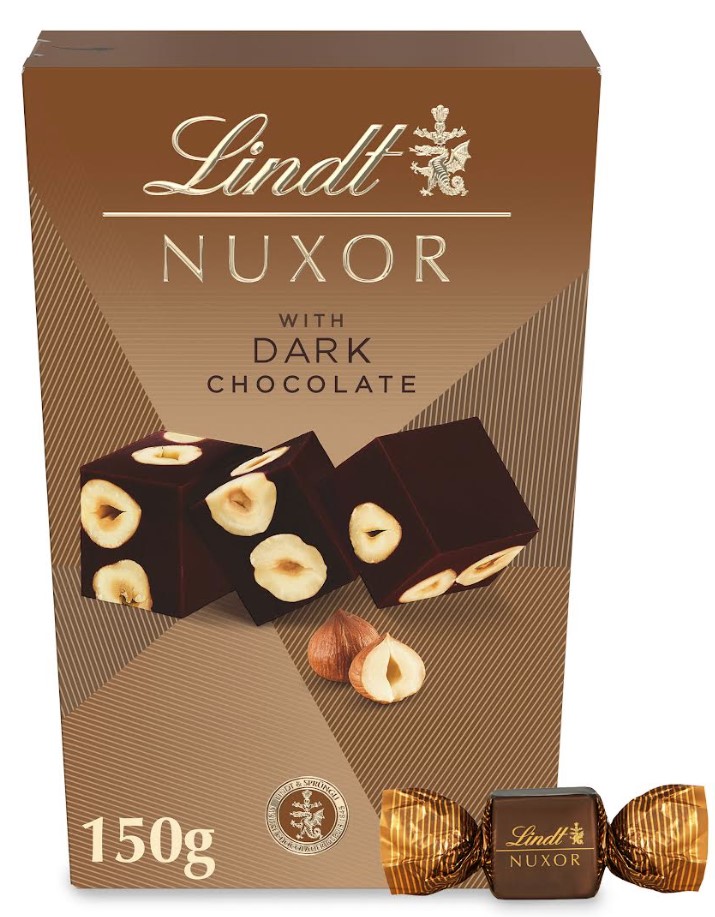Lindt Bonboniéra Nuxor pralinky hořká čokoláda s celými lískovými ořechy