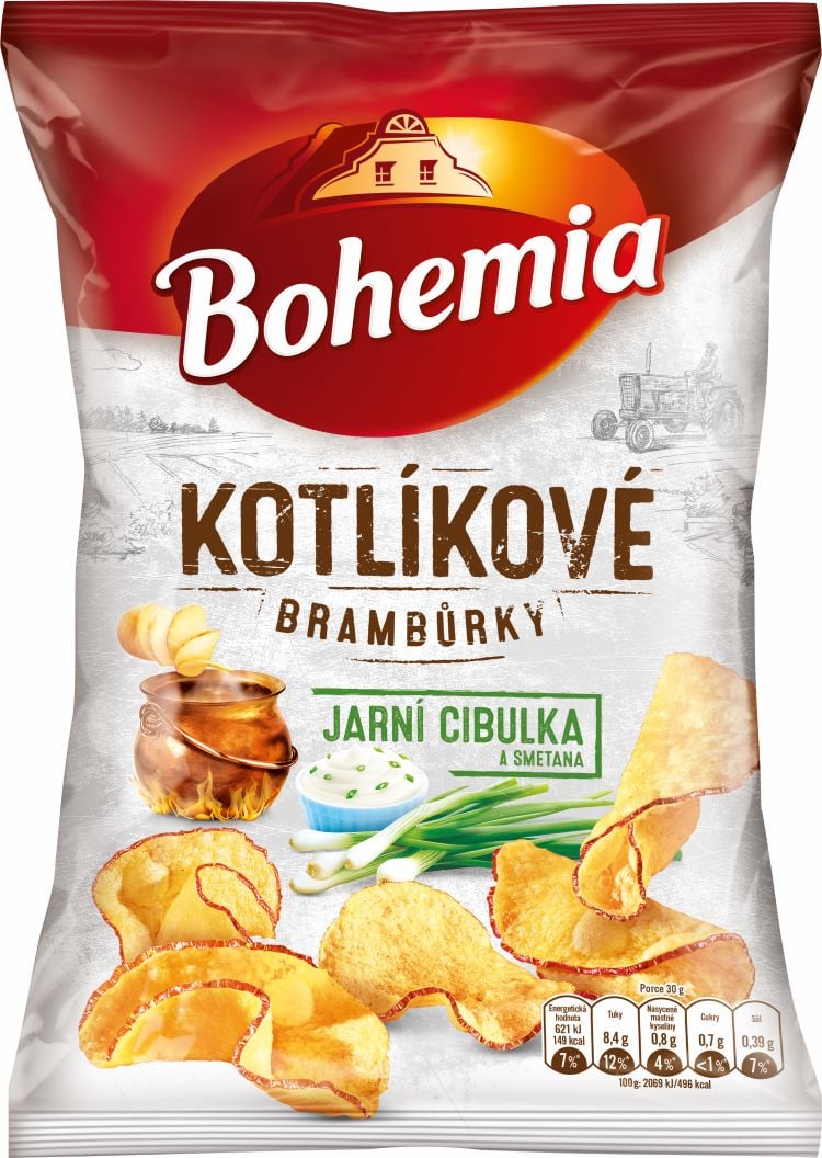 Bohemia Kotlíkové brambůrky jarní cibulka a smetana