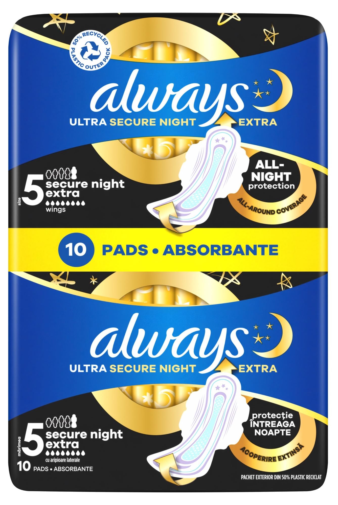 Always Ultra Secure Night Extra hygienické vložky s křidélky