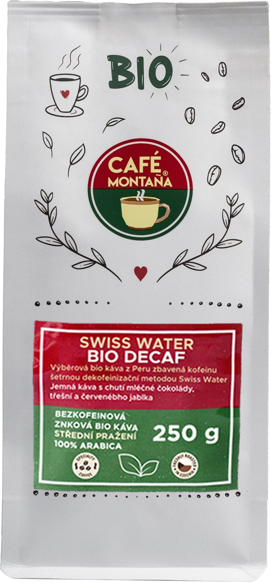 Café Montaña BIO Swiss Water Decaf filtr/espresso zrnková káva
