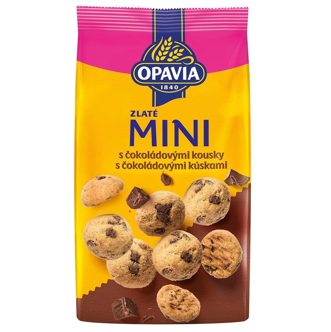 Opavia sušenky Zlaté mini s čokoládovými kousky