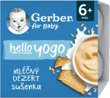 Gerber Hello Yogo mléčný dezert se sušenkami (4×100 g)