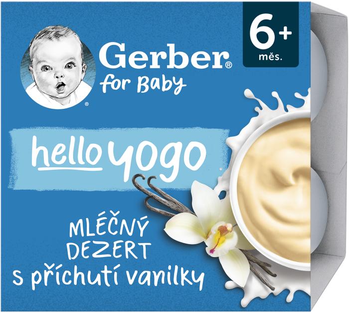 Gerber Hello Yogo mléčný dezert s příchutí vanilky (4×100 g)