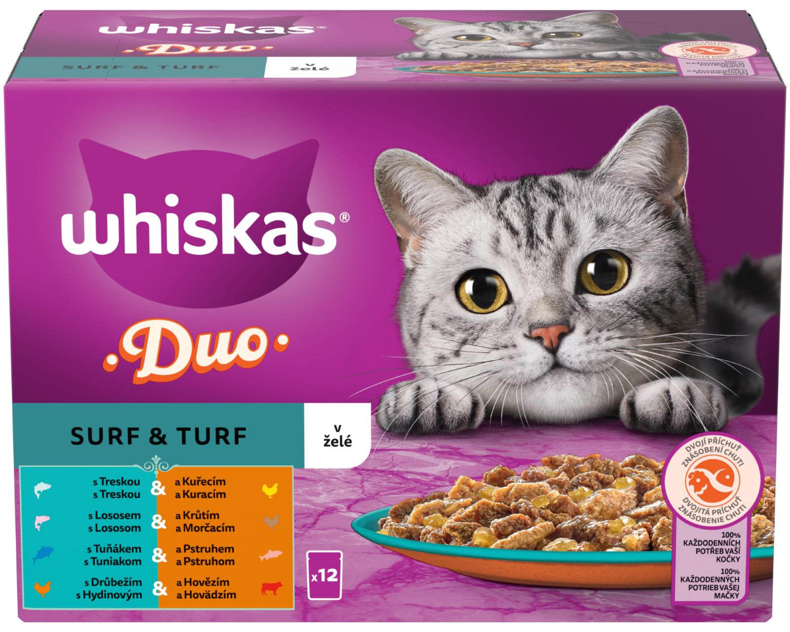 Whiskas Duo Surf & Turf kapsičky v želé pro dospělé kočky 12×85 g