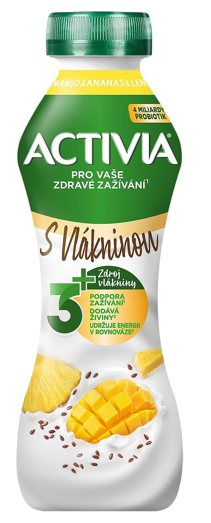 Activia Probiotický jogurtový nápoj mango a len