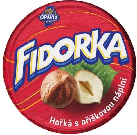 Opavia Fidorka Hořká s oříškovou náplní červená