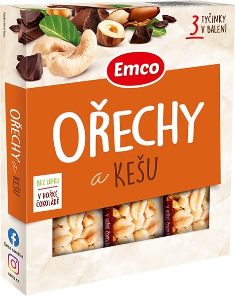 Emco Tyčinky s ořechy a kešu 3x35g