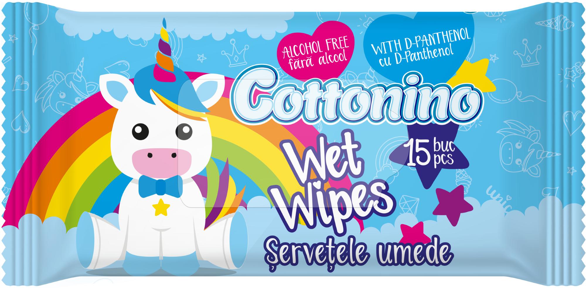 Cottonino Vlhčené ubrousky pro miminka s jednorožcem modré
