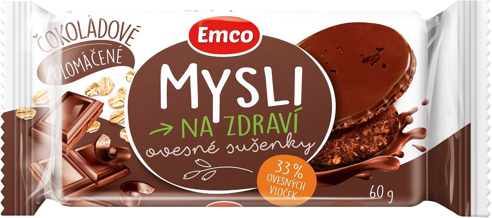 Emco Mysli Ovesné sušenky čokoládové – Polomáčené