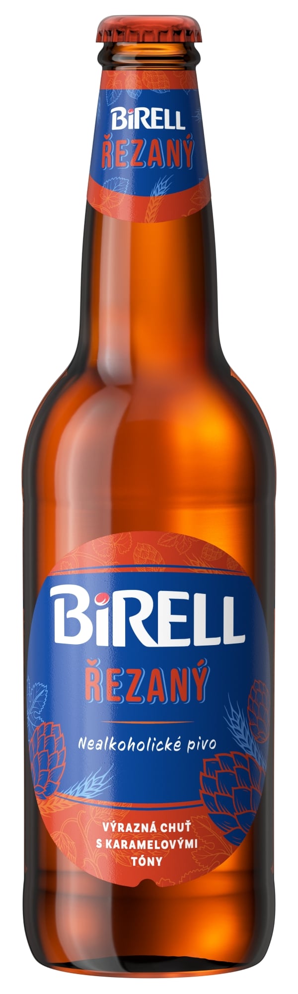 Birell Řezaný nealkoholické pivo sklo