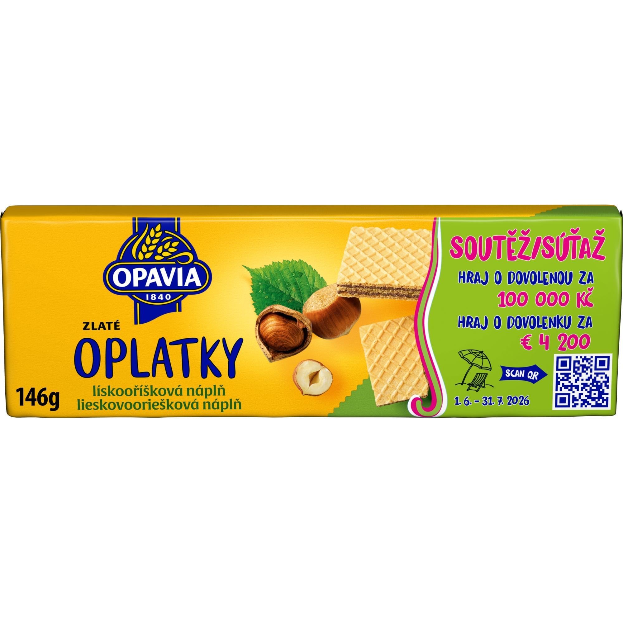 Opavia Oplatky Zlaté lískooříšková náplň