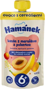 Hamánek Banán, meruňka a polenta ovocná kapsička