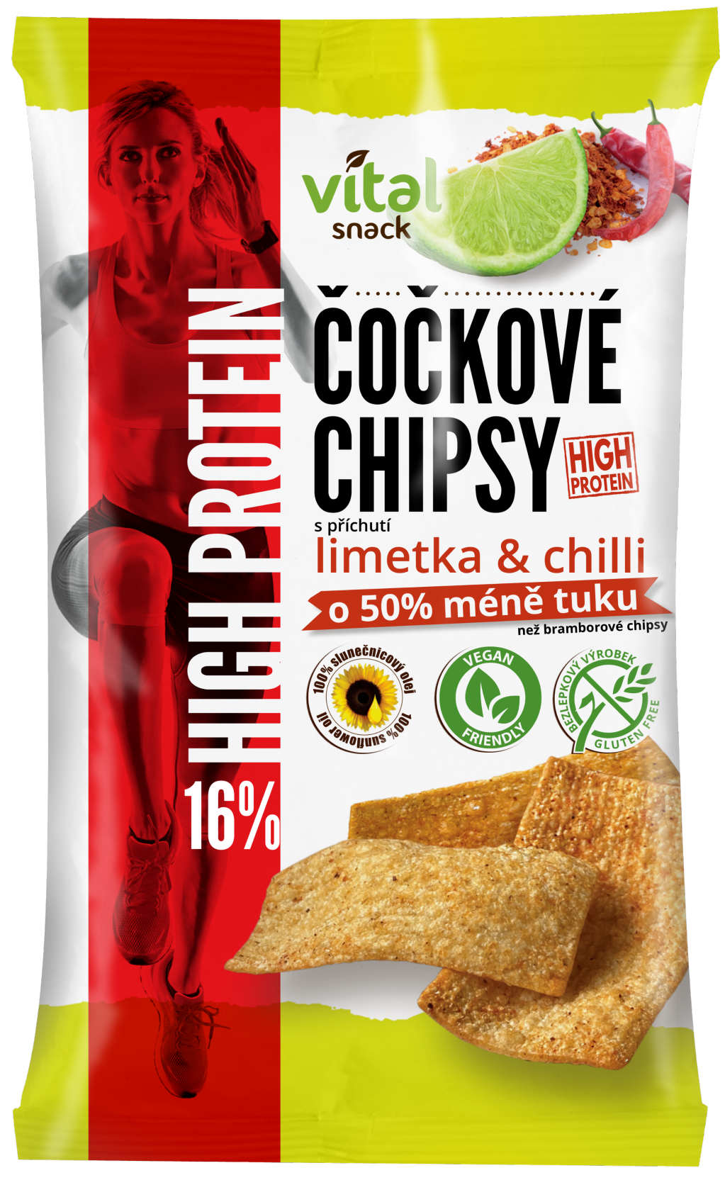 Vital Snack Čočkové chipsy limetka a chilli vysoký obsah proteinu