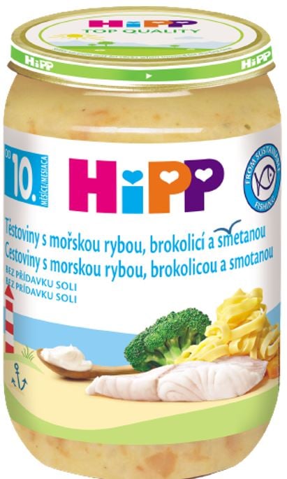 HiPP Tagliatelle s mořskou rybou, brokolicí a smetanou