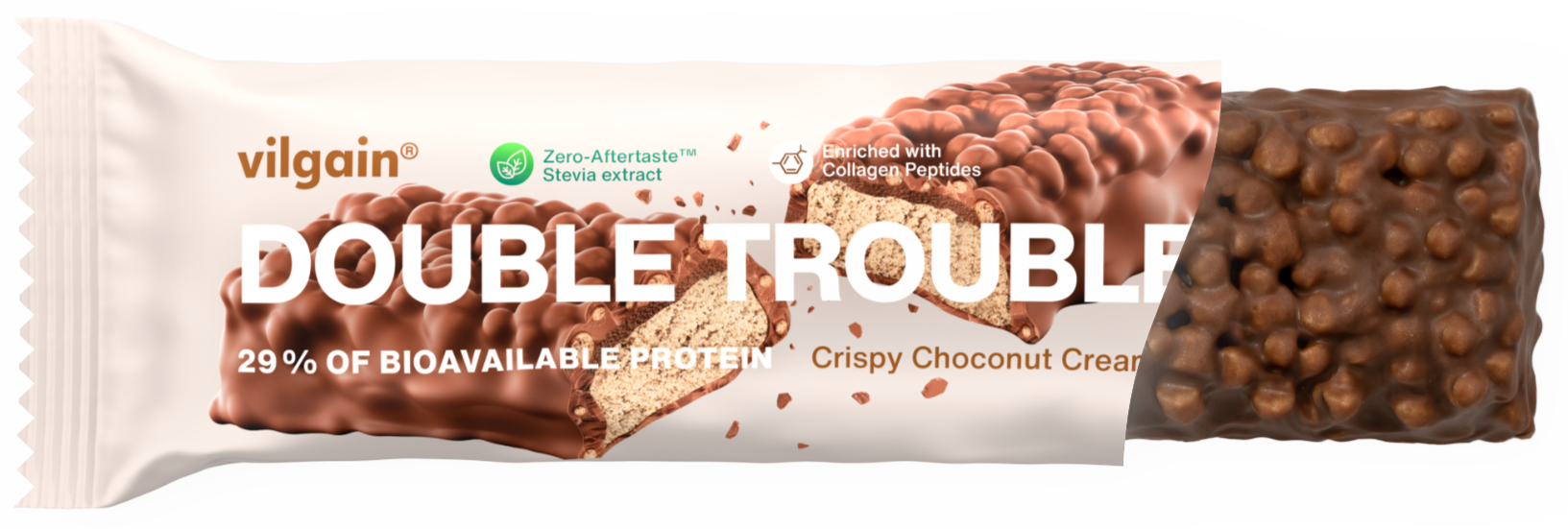 Vilgain Double Trouble Protein Bar Lískooříšková tyčinka v mléčné čokoládě