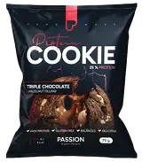 Passion Nutrition Plněná proteinová cookie s třemi druhy čokolády a lískooříškovou náplní
