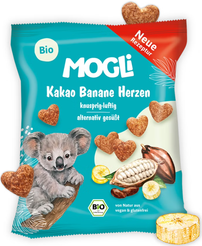 Mogli BIO Kakaová křupavá srdíčka s banánem
