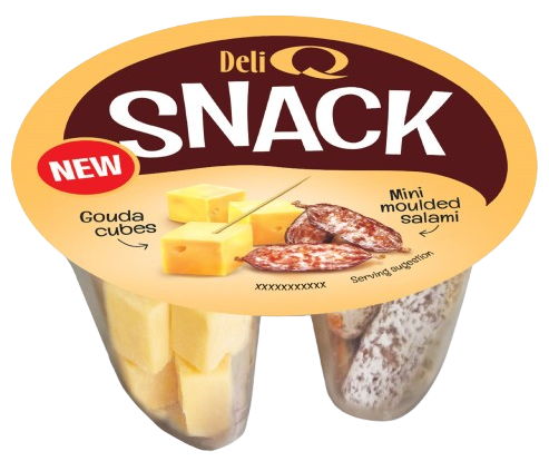 Deli Q Snack Gouda kostičky a mini salámky
