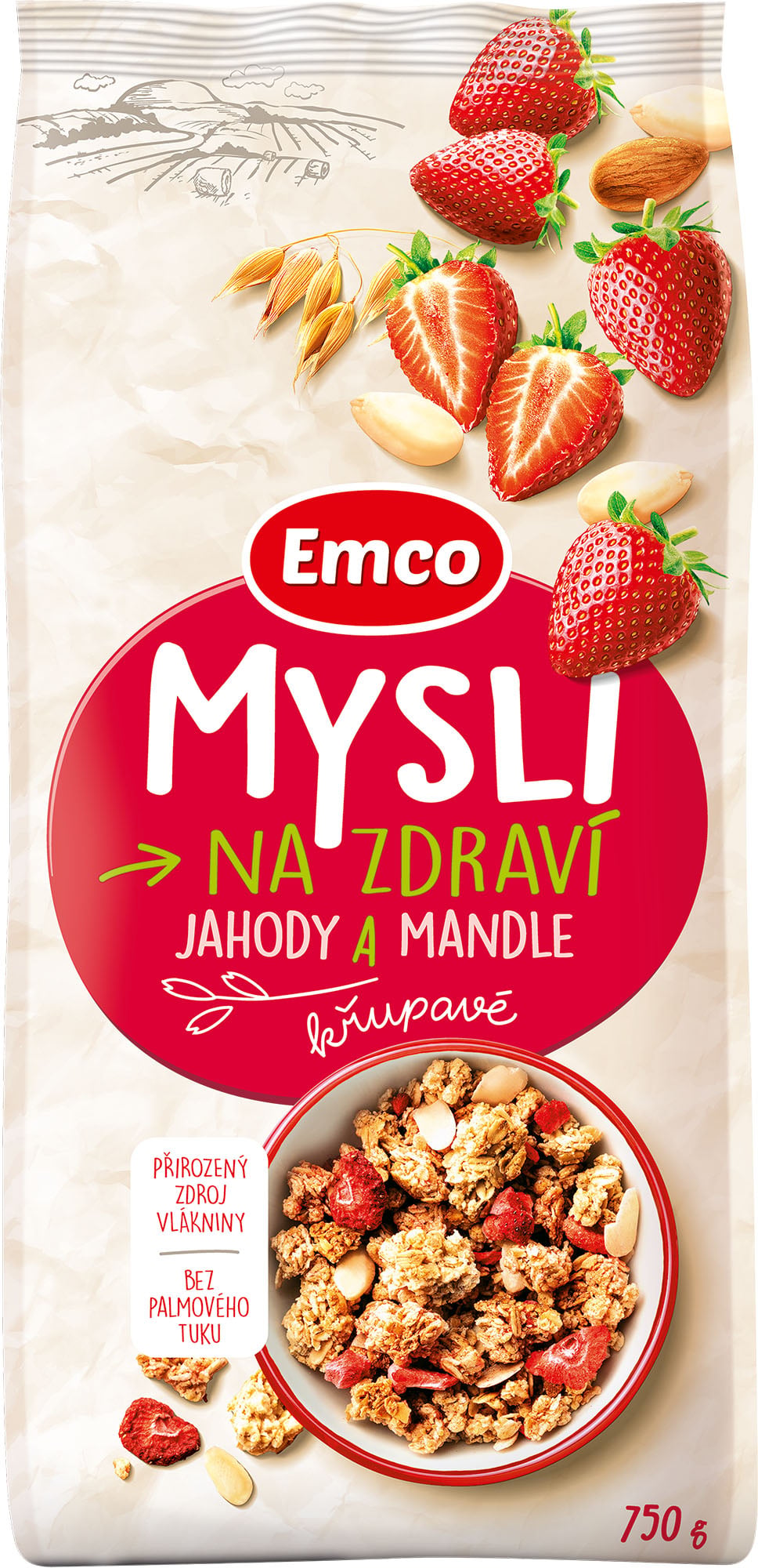 Emco Mysli na Zdraví Křupavé Jahody a mandle